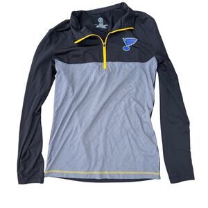 St. Louis Blues NHL 1/4 Zip Pullover Small Black Gray Long Sleeve Top